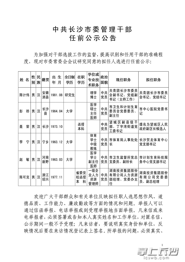 长沙市副市长最新名单